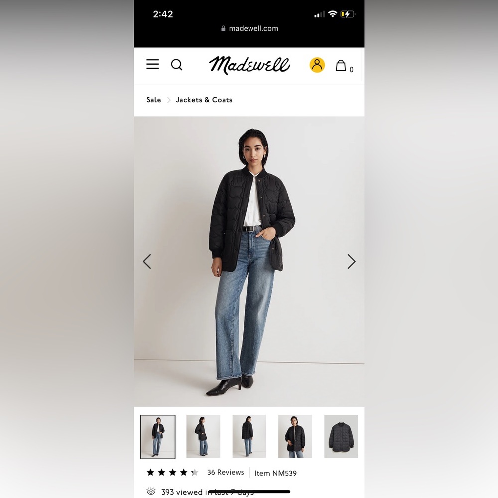 Madewell Quilted Bomber Jacket